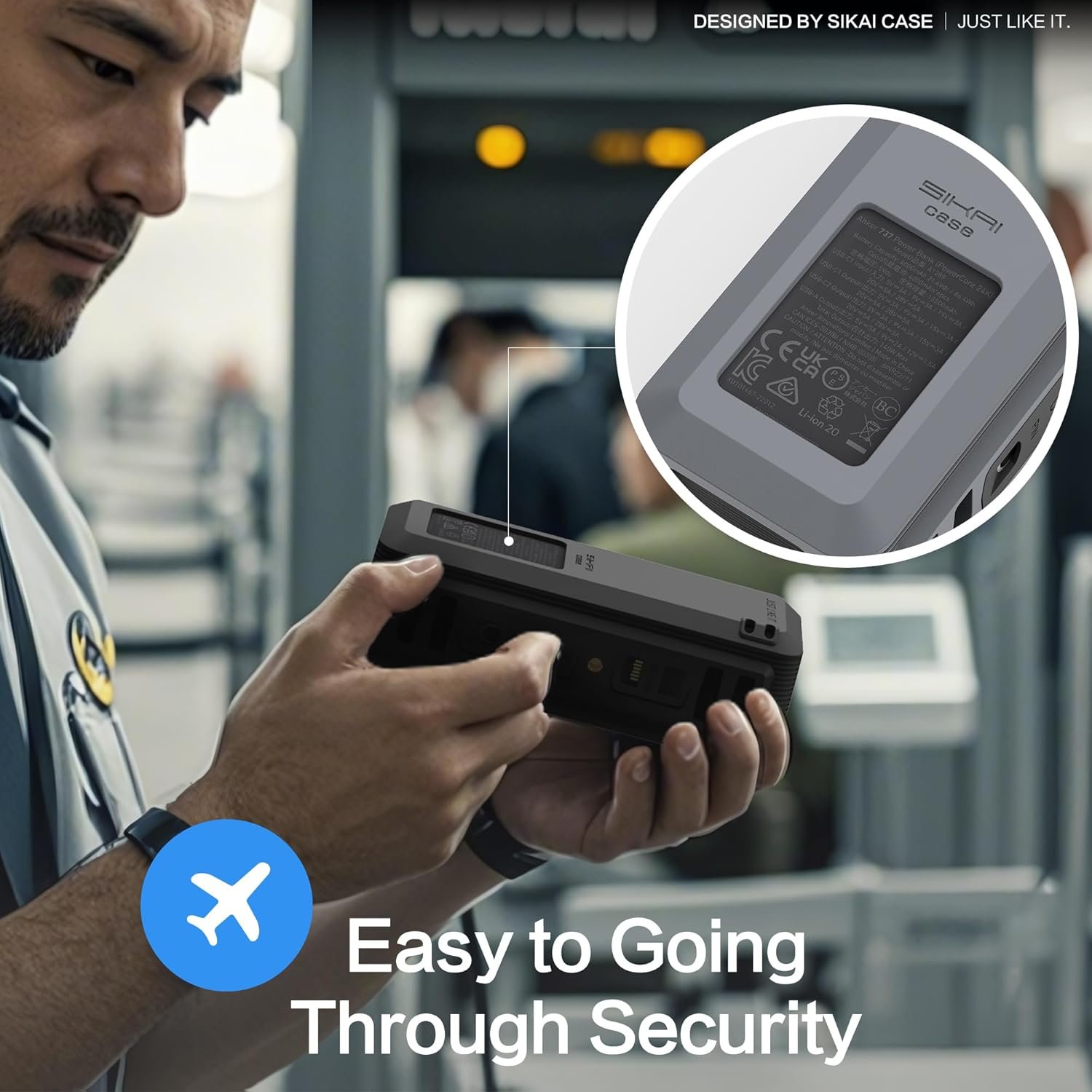 Silicone Case for Anker 737 Power Bank (24,000mAh 3-Port) 1/4-inch nut Hole, SD/SIM Card Storage Reserved Compatible with Anker 737 Power Bank Travel Protective Cover Dustproof with Handle (Gray) - Image 4