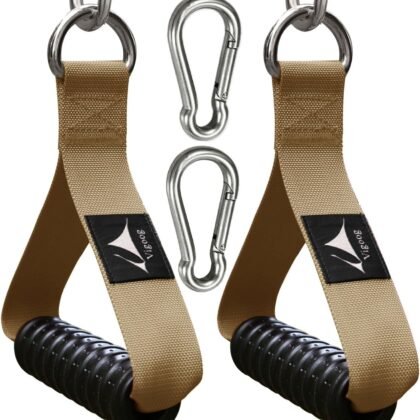 Heavy Duty Gym Exercise Handles Attachment for Cable Machine,Resistance Band,Pulley System Home Fitness Workout Equipment, with Elastic Rubber Grip and 2 Large Carabiners