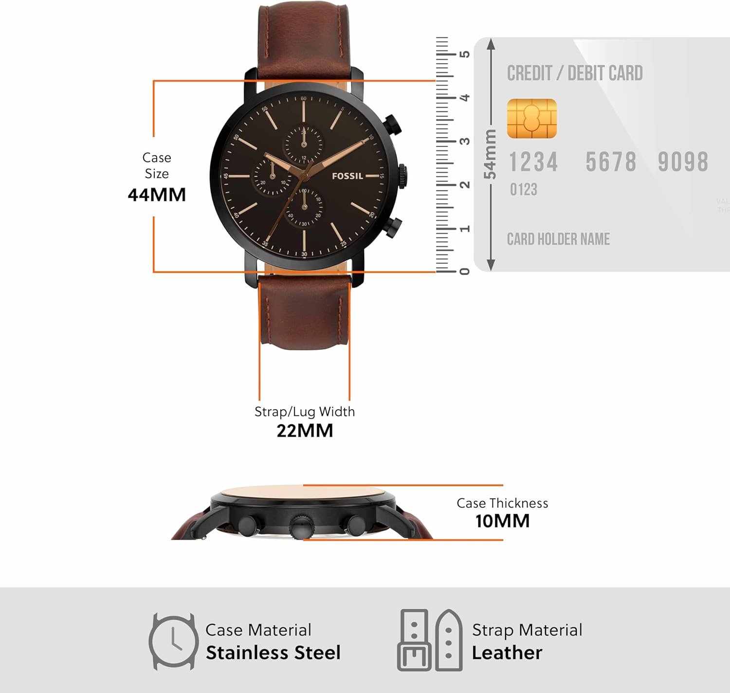 Luther Chronograph Brown Leather Watch - Image 4