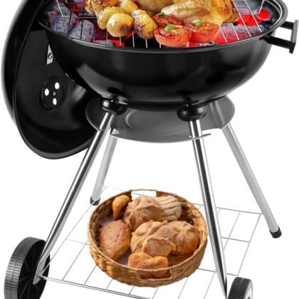 Charcoal Grill: Kettle Charcoal grill with handle, suitable for backyard, outdoor, (18 inches)