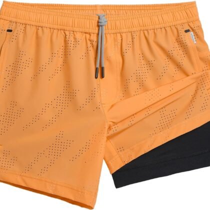 maamgic Mens Running Shorts with Compression Liner 5" Quick Dry Workout Gym Shorts Anti-Chafe 2 in 1 Athletic Shorts