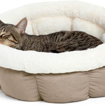 Best Friends by Sheri Cuddle Cup Ilan Cozy Microfiber Cat and Dog Bed in Standard Wheat