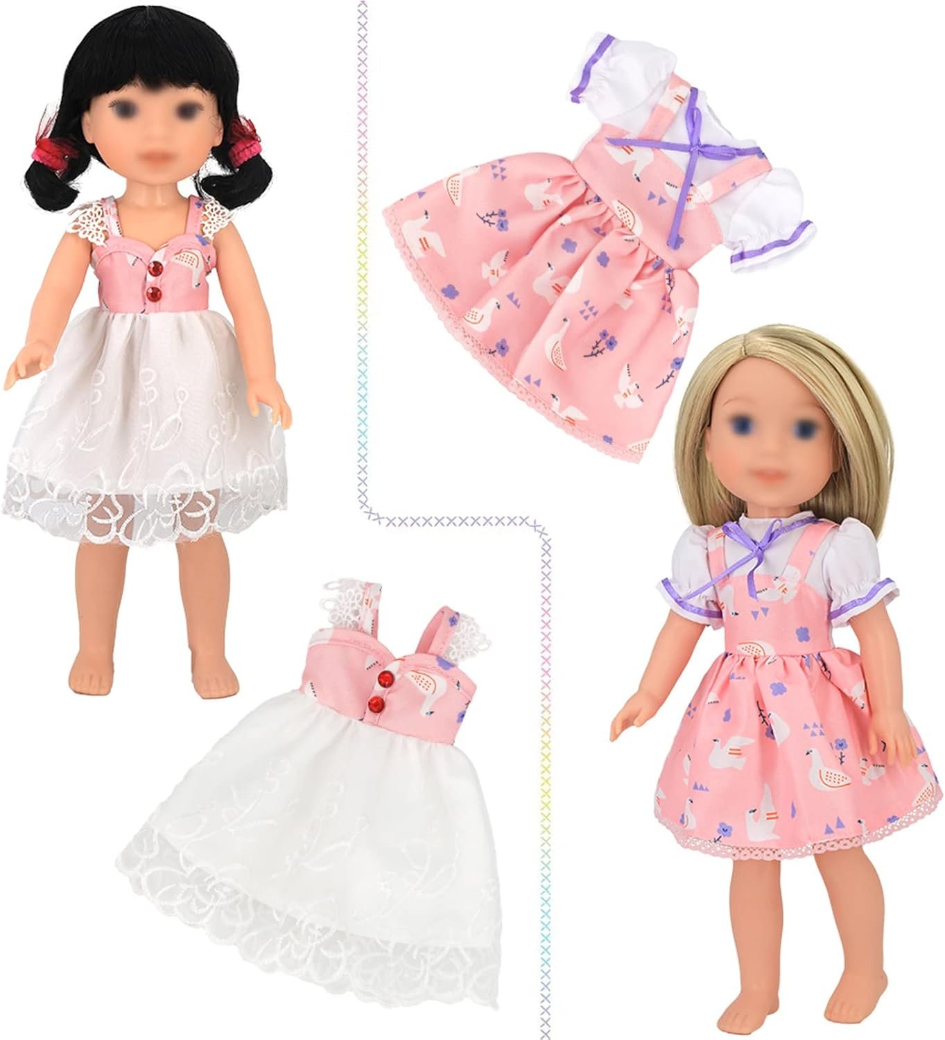 SOTOGO 11 Sets American Wellie Doll Clothes Outfits Dresses Pajamas Swimsuit, Wishers Doll Clothes Fit for 14 to 14.5 Inch Dolls - Image 3