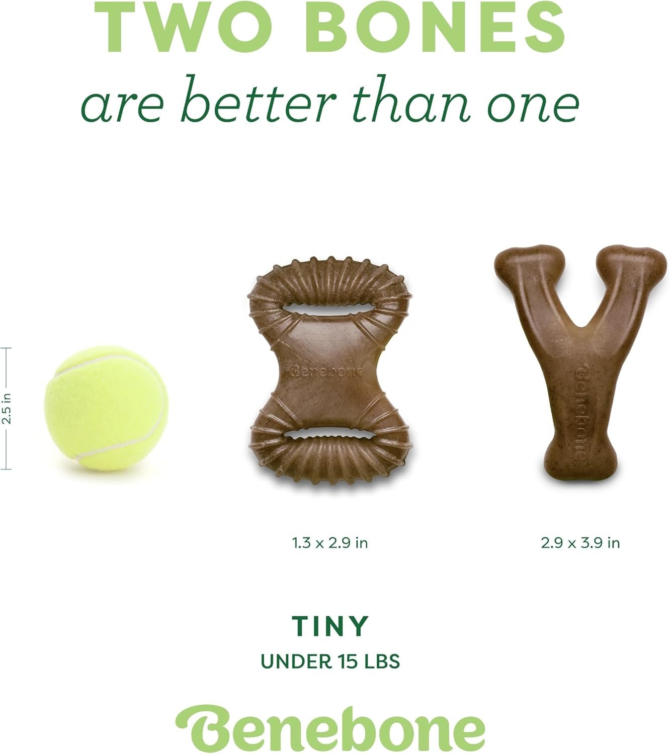 Benebone Tiny 2-Pack Dog Chew Toys, Made in USA, Real Bacon Flavor - Image 4