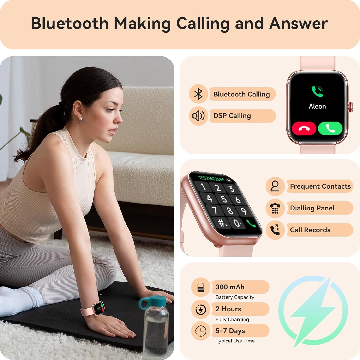 Smart Watch for Women, Smartwatch for iPhone & Android Bluetooth (Answer/Call) Built-in Alexa, 1.91" HD Fitness Tracker with 105+ Sport Modes, IP68 Waterproof, Sleep/Heart Rate/SpO2/Stress Monitor - Image 2