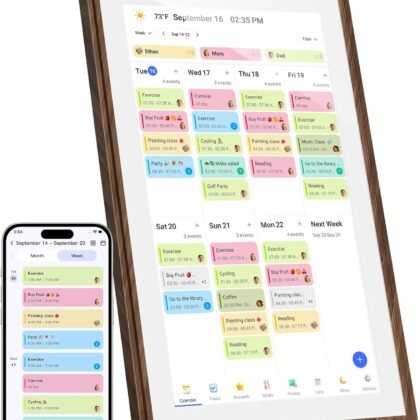21.5 Inch Digital Calendar Chore Chart with Touchscreen - Full HD Interactive Display, Wall & Desk Mountable Family Planner, to-Do List & Meal Planner, Digital Picture Frame Gifts for Women Mom