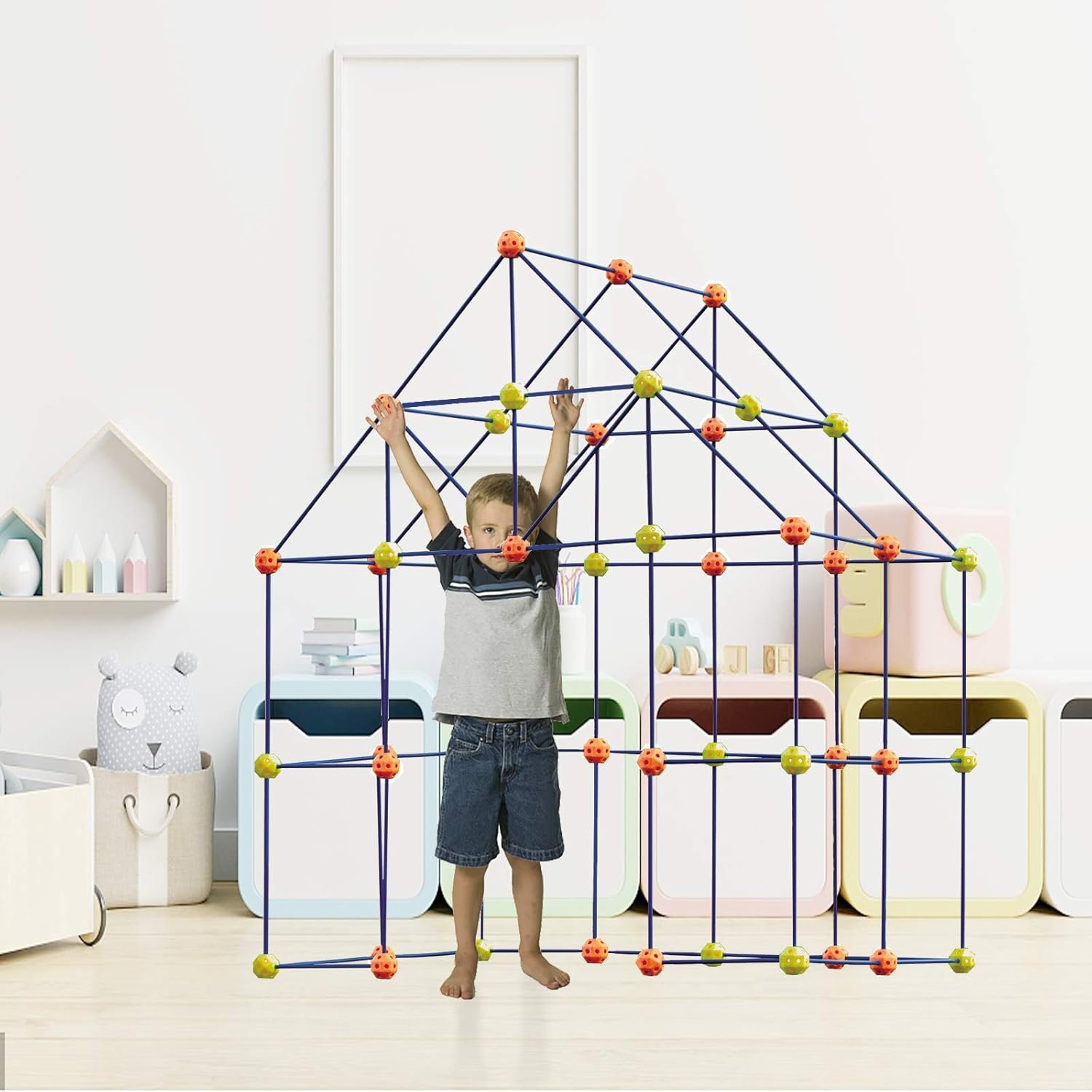 ERONE Fort Building Kit for Kids,158pcs Forts Construction Builder Gift Toys for Boys and Girls Fort Building Set Play Tent Rocket Castle Indoor Outdoor - Image 6