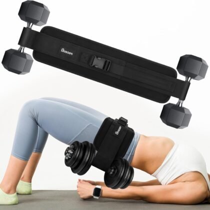 Hip Thrust Belt, Hip Thrust Belt for Dumbbells Heavy, Booty Belt for Hip Thrust with 6.5mm Thick Non-slip Padding & 400lbs Load-Bearing, Hip Thrust Band for Gym, Home Workouts, Dumbbell, Kettlebells