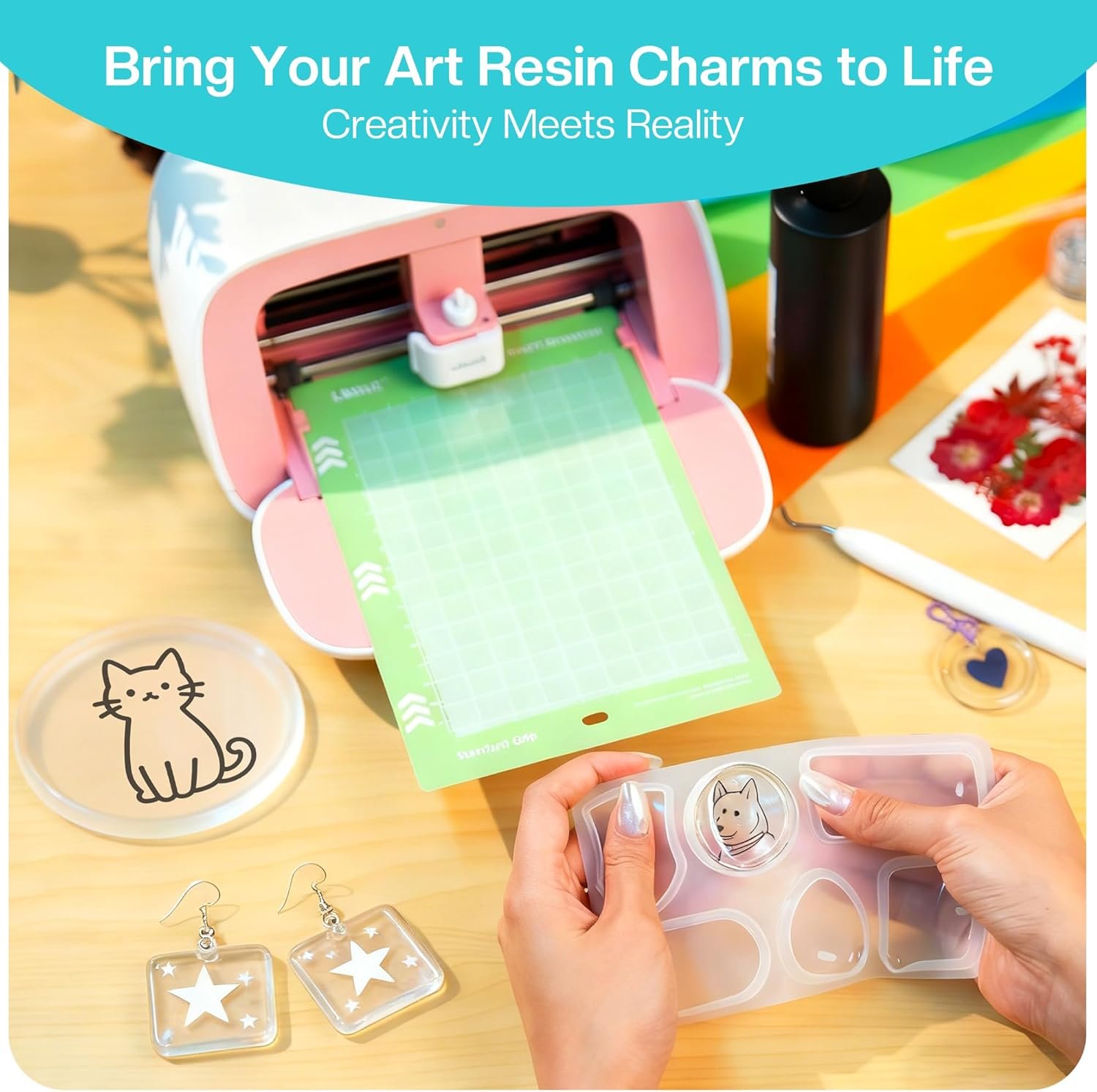 Likcut Vinyl Cutter Machine, Upgrade Cutting Machine Glee S501 for DIY Joy, Portable Smart Cutting Tool for Crafter, Sticker Decal Maker Printing for Resin Charms, Art Resin & Jewelry-Making Projects - Image 3