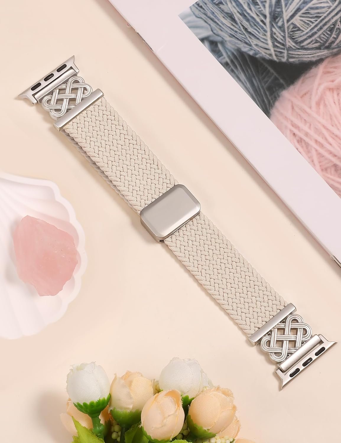 Braided Magnetic Band Compatible with Apple Watch Bands 38/40/41/42/44/45/46/49mm Women Men, Celtic Knot Stretchy Elastic Nylon Fabric Woven Strap for iWatch Series 11 10 9 8 7 6 5 4 SE/Ultra 3 2 1 - Image 4