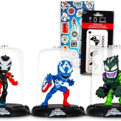 Marvel Spiderman Maximum Venom Action Figure Blind Bag Set – Bundle of 3 Venomized Superhero Domez Figurines, Stickers and More | Mini Goodie Bag Fillers