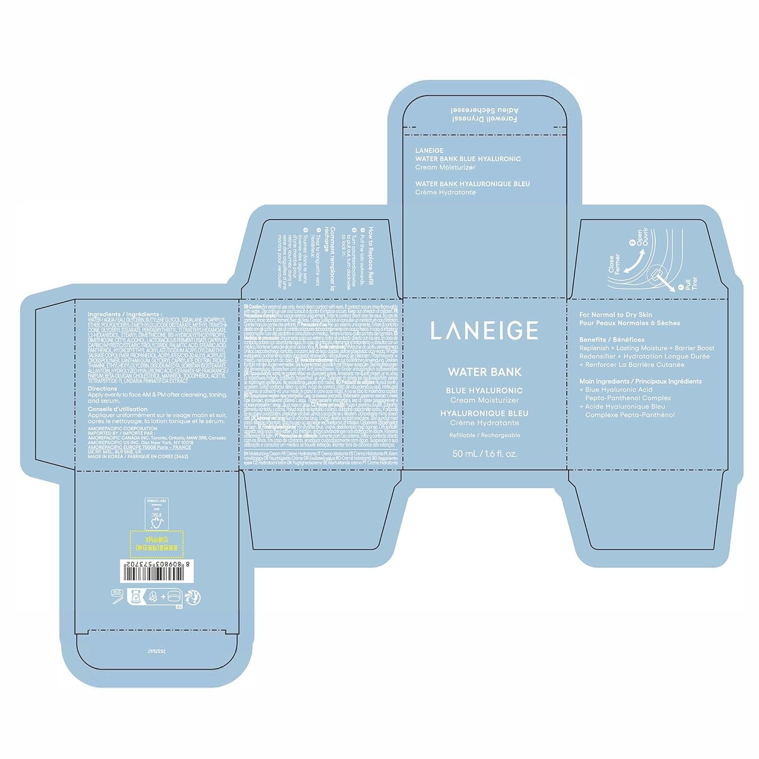 LANEIGE Water Bank Blue Hyaluronic Cream Moisturizer: Hydrating Korean Face Cream with Squalane & Ceramide for Skin Barrier Support, Dermatologist-Tested - Image 13