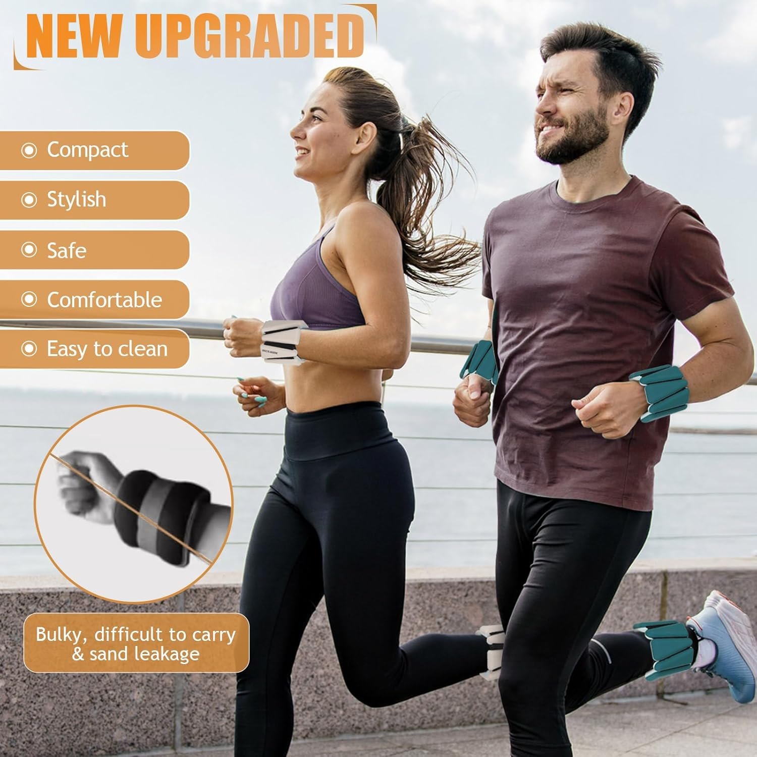 Ankle Weights Set of 2 (1 lb/2 lb/3 lb Each) Adjustable Wrist Weights for Women Men Wearable Arm Leg Weight for Pilates, Running, Walking, Workout, Yoga - Image 2