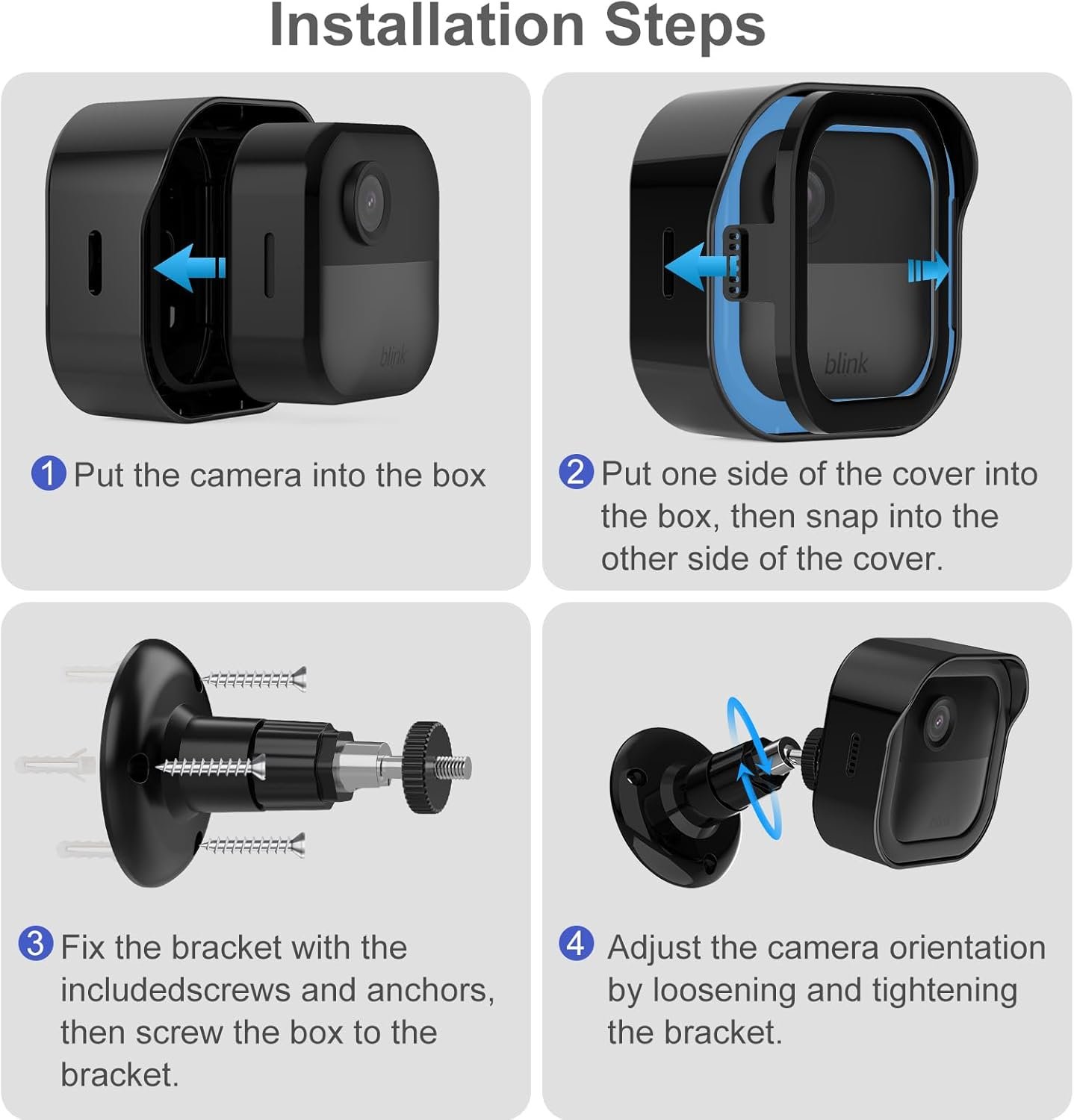 Blink Outdoor 4th Gen Camera Mount, 2Pack Weatherproof Housing and 360 Degrees Adjustable Bracket with Sync Module Mount for Blink Outdoor Camera System (Black, Cameras not Included) - Image 9