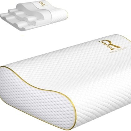 Royal Therapy Memory Foam Pillow, Queen Neck Pain Relief, Contour Cervical Pillow, for Neck and Shoulder Pain, Side, Back and Stomach Sleeper, 24x14x5 inches