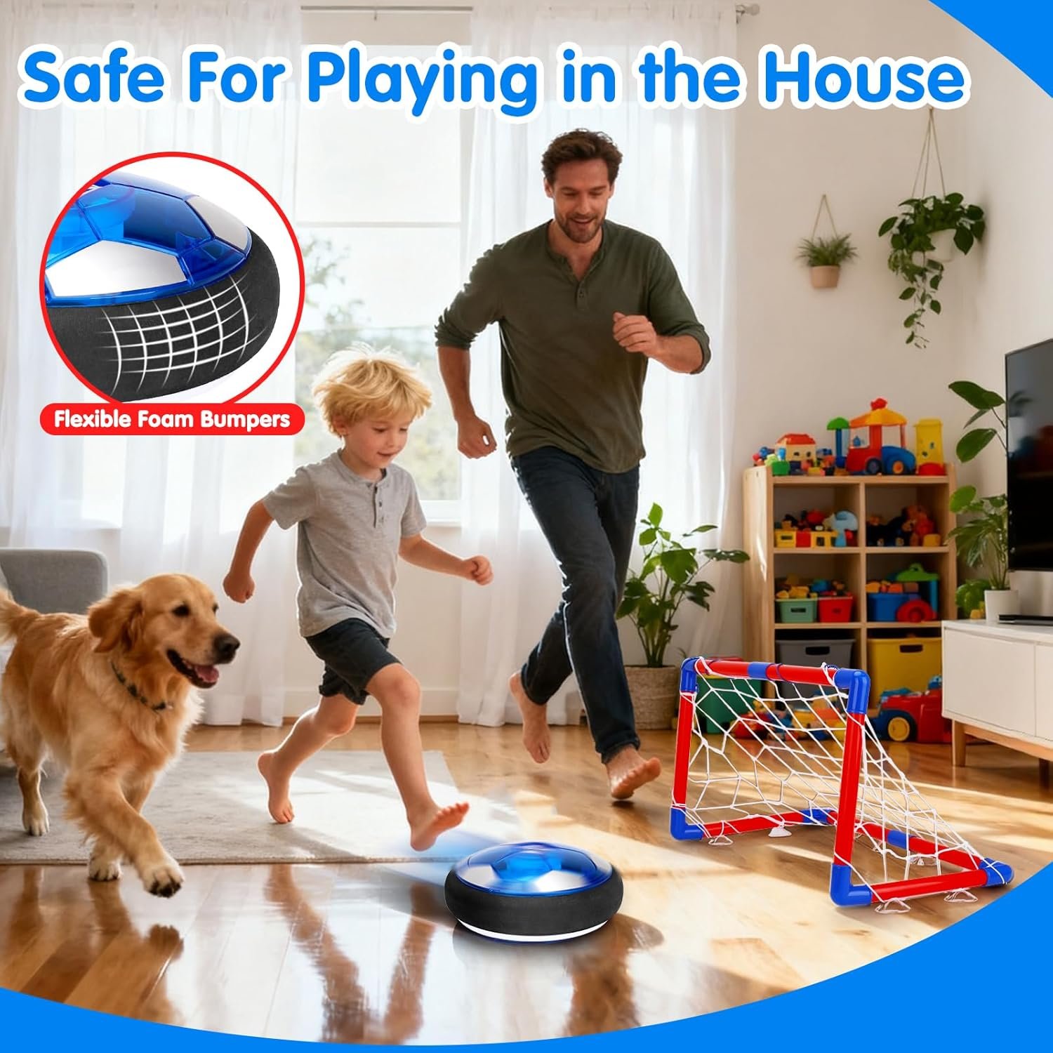 Qirptey 3 in 1 Hover Soccer Ball Toddler Hockey Set with LED Lights Indoor Toys for Kids Soccer Gift for Boys 6-8 8-12 Kids Sports Soccer Games 3 4 5 6 7 8 Year Old Boy Age 4-8 Birthday Gift - Image 6