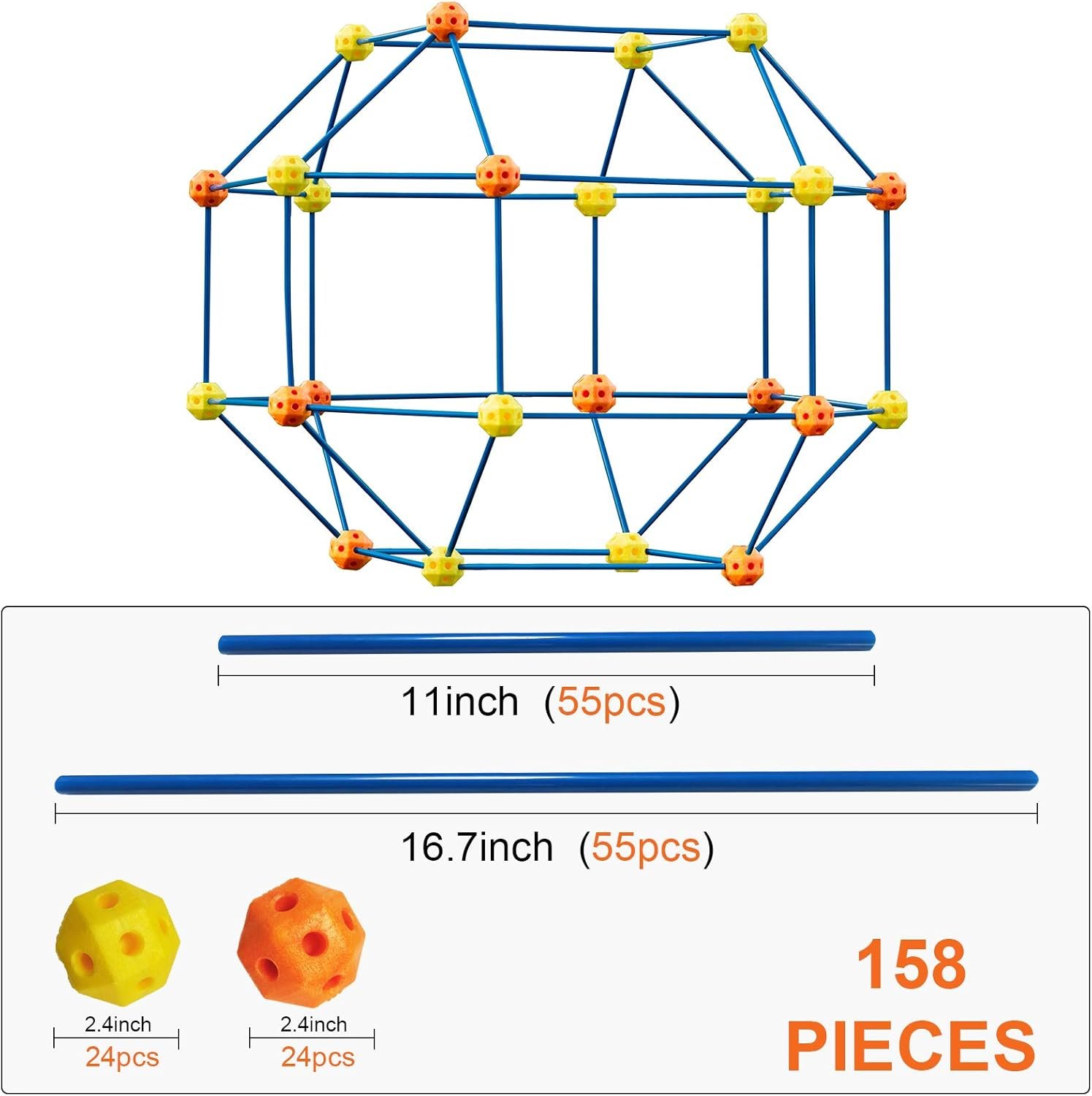 ERONE Fort Building Kit for Kids,158pcs Forts Construction Builder Gift Toys for Boys and Girls Fort Building Set Play Tent Rocket Castle Indoor Outdoor - Image 3