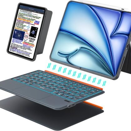 iPad Air 11 inch Case with Keyboard (M3 M2 2025 2024),Pro 11,iPad A16 11th/10th,Flex Magnetic Detachable Keyboard with Trackpad,Backlit Keys,Adjustable Stand,Slim for Air 5th/4th Gen 10.9 inch (Gray)