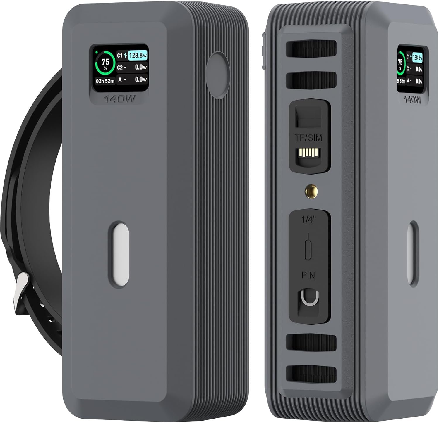 Silicone Case for Anker 737 Power Bank (24,000mAh 3-Port) 1/4-inch nut Hole, SD/SIM Card Storage Reserved Compatible with Anker 737 Power Bank Travel Protective Cover Dustproof with Handle (Gray)