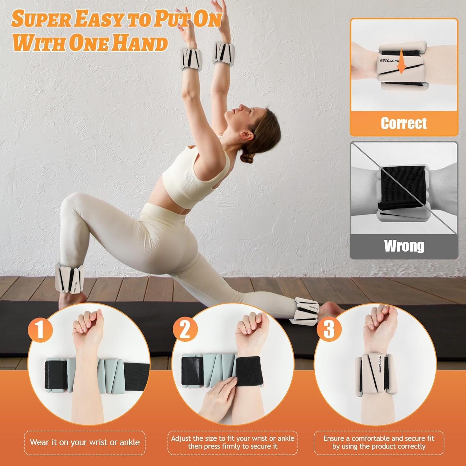 Ankle Weights Set of 2 (1 lb/2 lb/3 lb Each) Adjustable Wrist Weights for Women Men Wearable Arm Leg Weight for Pilates, Running, Walking, Workout, Yoga - Image 6