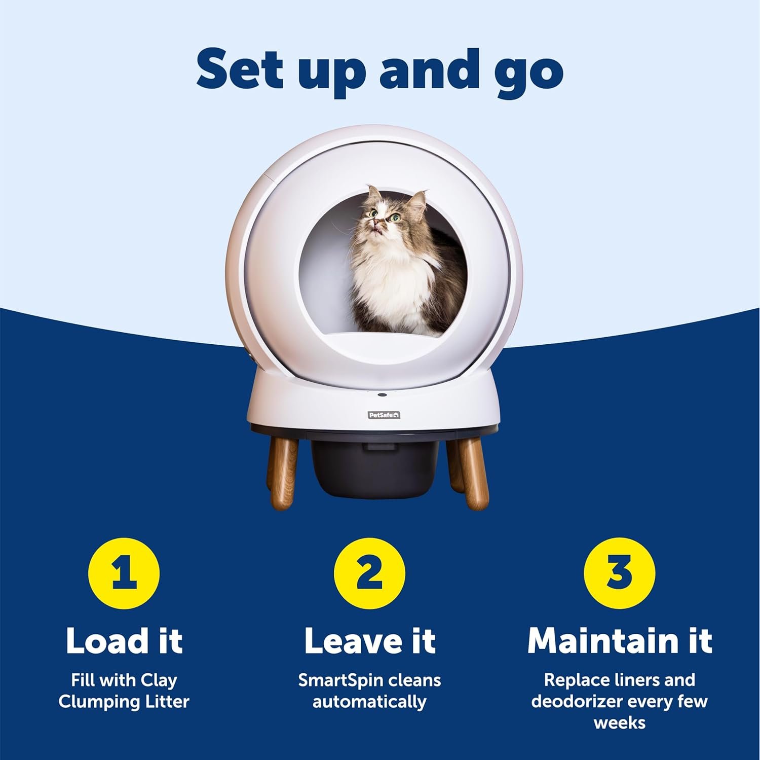 PetSafe ScoopFree SmartSpin Self-Cleaning Litter Box Bundle – Advanced Odor Control – App Controlled – Up to 2 Weeks of Hands-Free Cleaning – Includes Litter Mat, 50 Waste Bin Liners, 4 Deodorizers - Image 5