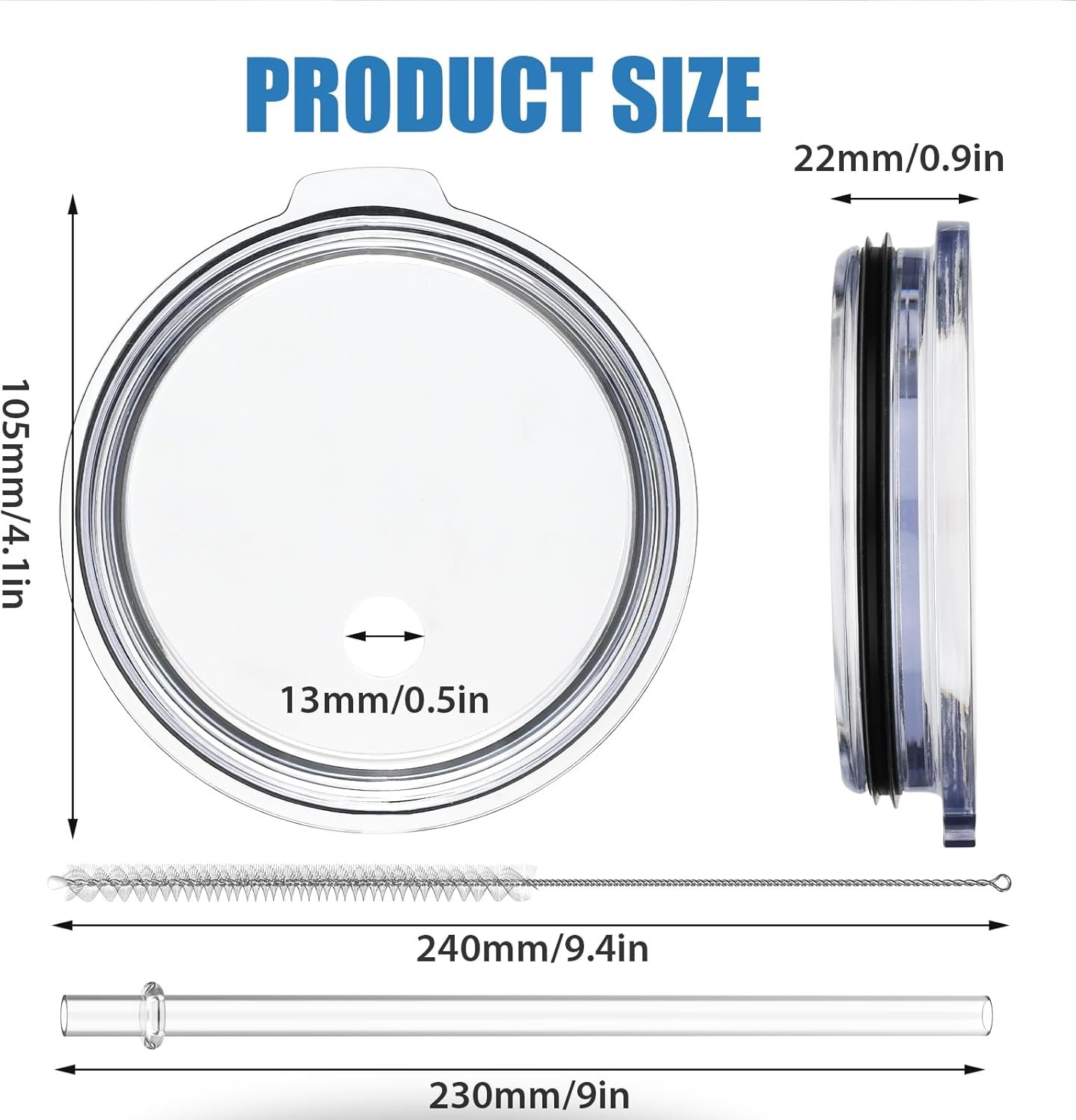 30 oz Tumbler Lid with Straw for YETI, 2 Pack Replacement Cover for Rambler 26 oz Cup, 30 oz Tumbler, 35 oz Straw Mug, Spill Proof Top with Brush, Dishwasher-Safe and Shatter-proof - Image 6