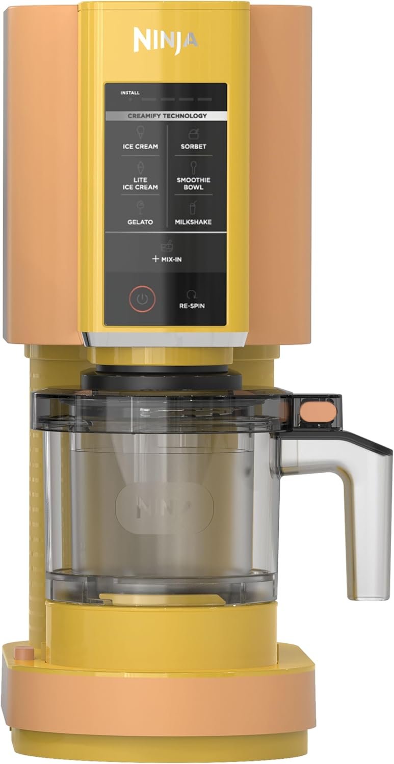Ninja CREAMi Ice Cream Maker for Gelato, Mix-ins, Milkshakes, Sorbet, Smoothie Bowls, 7 One-Touch Programs, with (2) Pint Containers & Lids, Compact Size, Perfect for Kids, Orange Mango, NC301AO