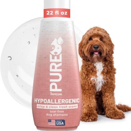 TropiClean Pure Puppy Shampoo, Hypoallergenic Dog Shampoo for Allergies & Sensitive Skin, Made in USA, Safe for Cats & Kittens, 22 oz.