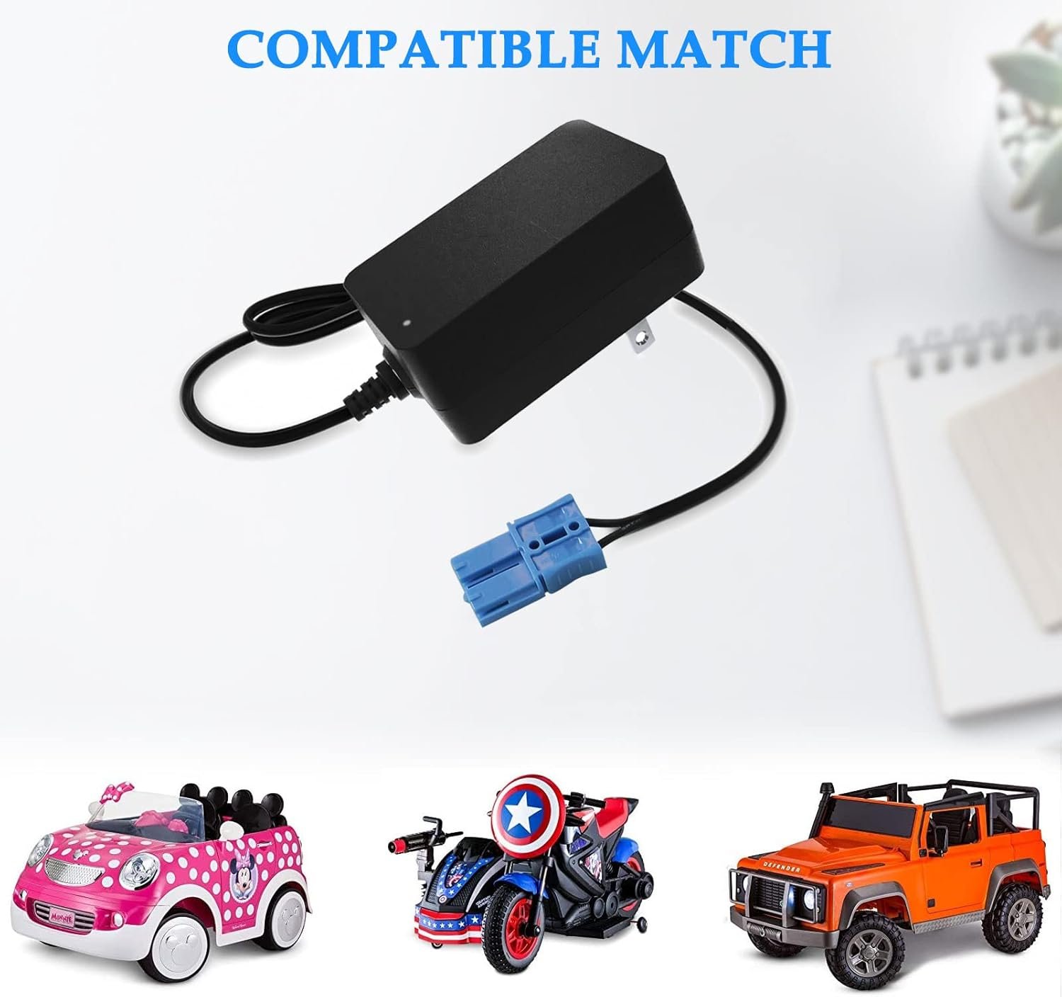 MULTIM 12V with Small Blue Plug Kid Trax Battery Charger Power Supply for Child Ride On Car Dodge Ram 3500 Beetle Mini Rideamales Scout Pony Josie Unicorn Disney Mickey Minnie Power Adapter Cord - Image 2