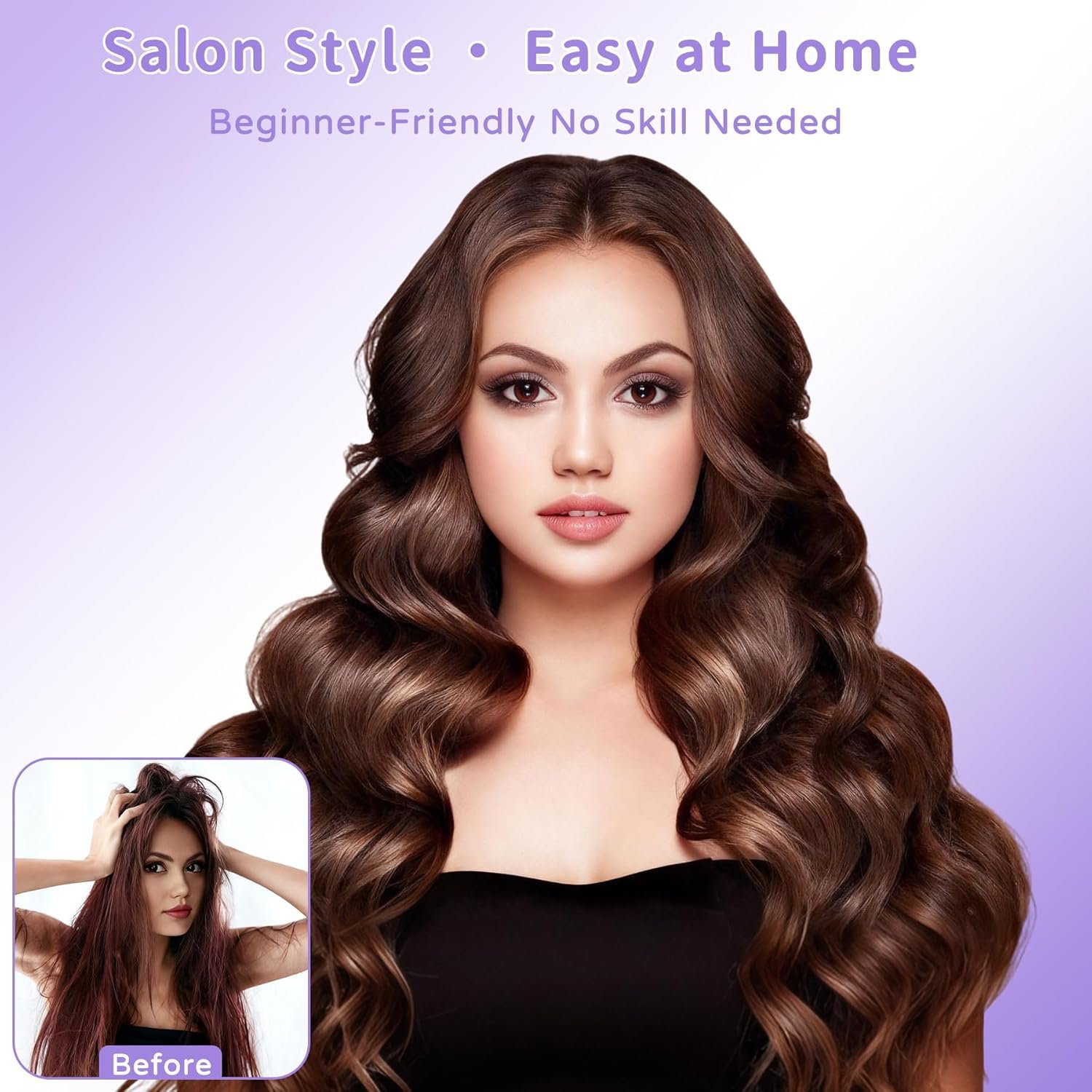 Hair Dryer Brush 8-in-1 Dual Voltage Hot Air Styler – Fast-Drying 110,000 RPM Ionic Blow Dryer with Straightener & Curler Attachments, Frizz-Free Volumizing Styler with Protective Hard Case-Purple - Image 8