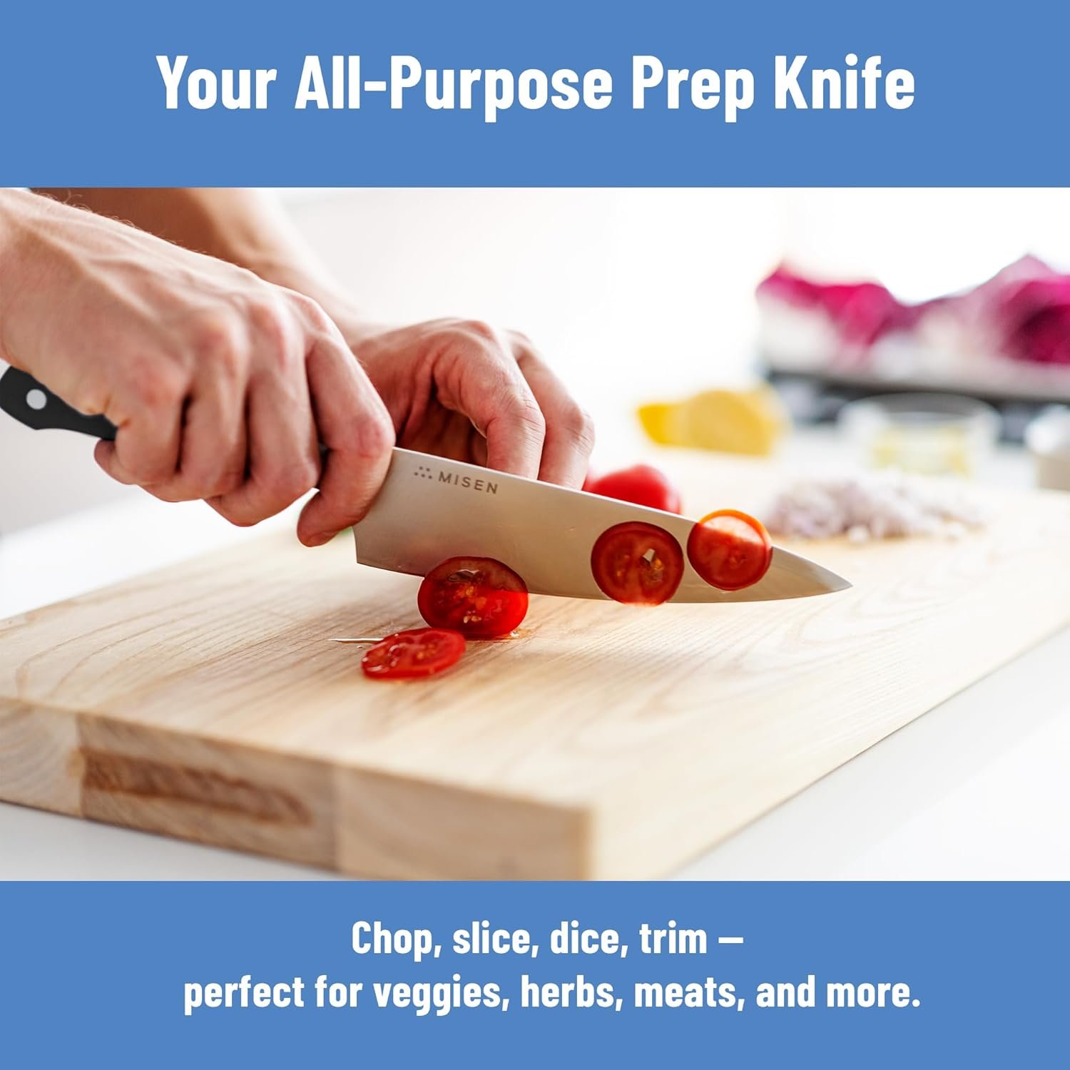 Misen 6.8" Chef Knife – High Carbon Japanese AUS-10 Stainless Steel – Hybrid German & Japanese Blade – Precision Kitchen Knife for Professionals & Home Cooks – Ultimate Cutting Performance - Black - Image 6