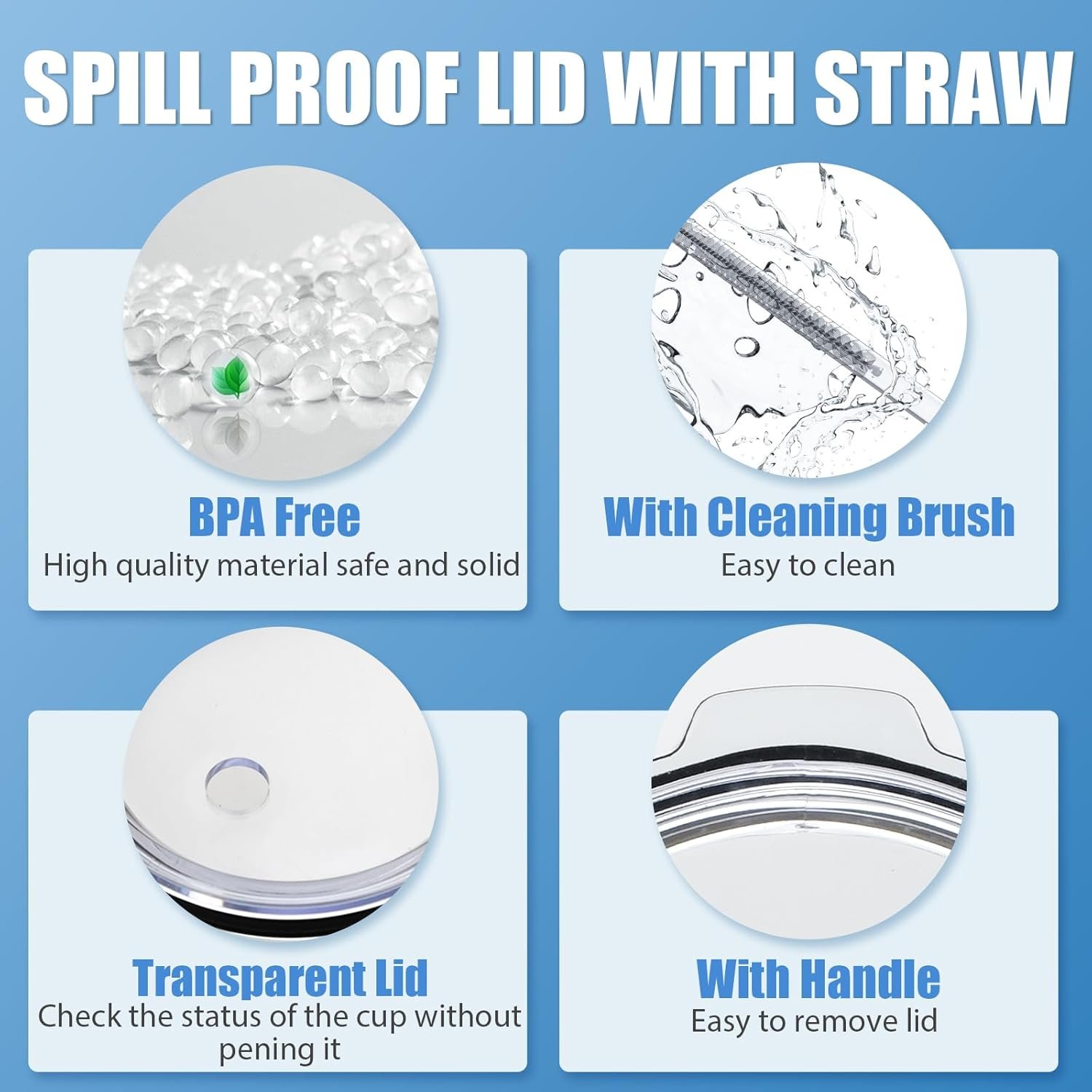 30 oz Tumbler Lid with Straw for YETI, 2 Pack Replacement Cover for Rambler 26 oz Cup, 30 oz Tumbler, 35 oz Straw Mug, Spill Proof Top with Brush, Dishwasher-Safe and Shatter-proof - Image 2