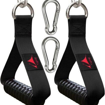 Heavy Duty Gym Exercise Handles Attachment for Cable Machine,Resistance Band,Pulley System Home Fitness Workout Equipment, with Elastic Rubber Grip and 2 Large Carabiners