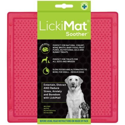 LickiMat Classic Soother, Dog Feeding Mat for Boredom and Anxiety Relief, Ideal for Food, Treats, Yoghurt or Peanut Butter, Lick Mats, Fun Alternative to a Slow Feeder Bowl, Pink
