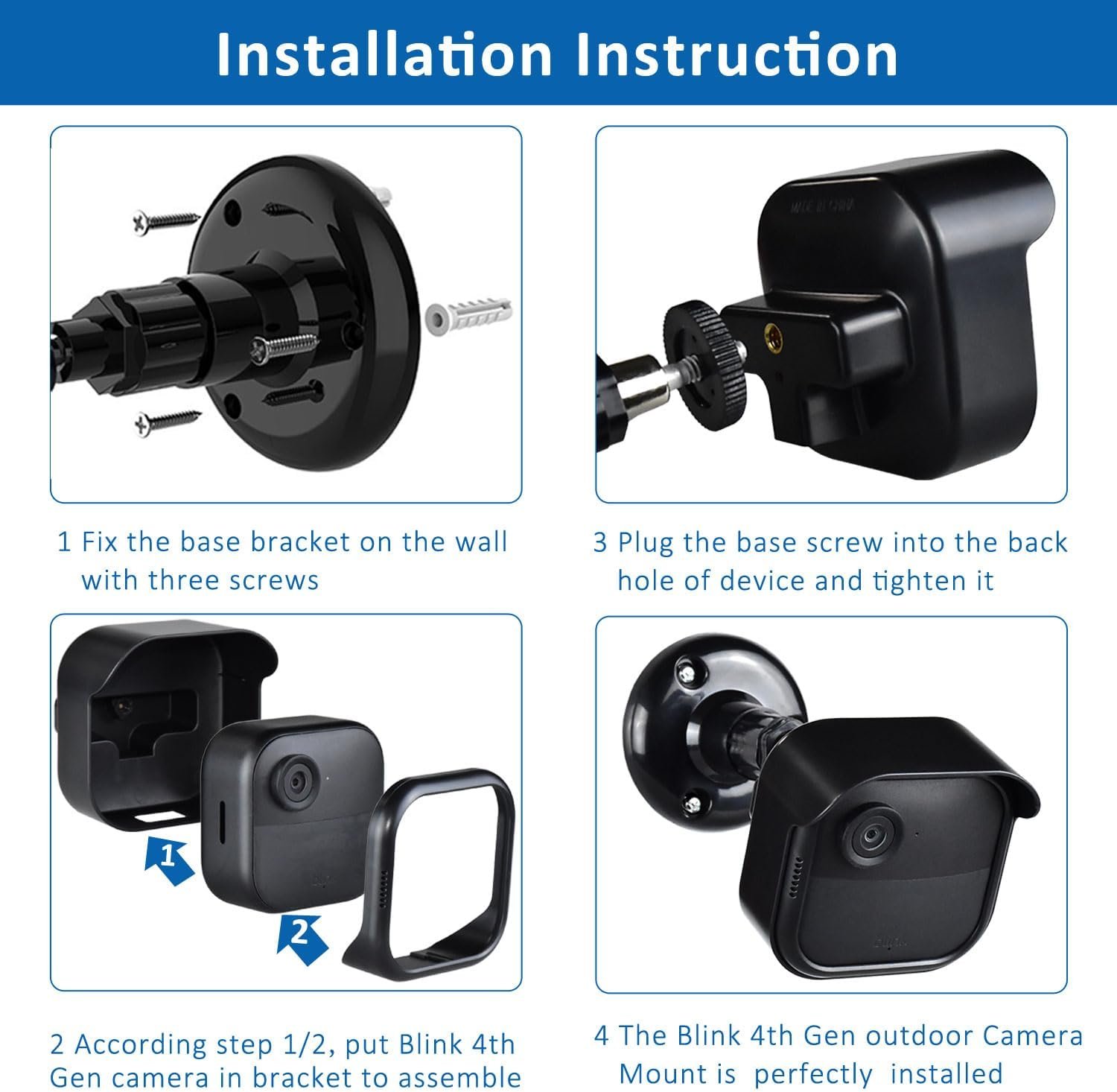 All New Blink Outdoor 4th Gen Camera Mounting Brackets,5 Pack Weatherproof Protective Housing and 360 Degree Adjustable with Sync Module Wall Mount (Blink Camera is Not Included) - Image 6