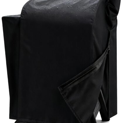 Grill Cover for Traeger Pro 22 & 575 Series with Zipper, 600D Wood Pellet Smoker Cover with Straps, Waterproof Heavy Duty Rip-Proof BBQ Accessory for Traeger Pro 22/575