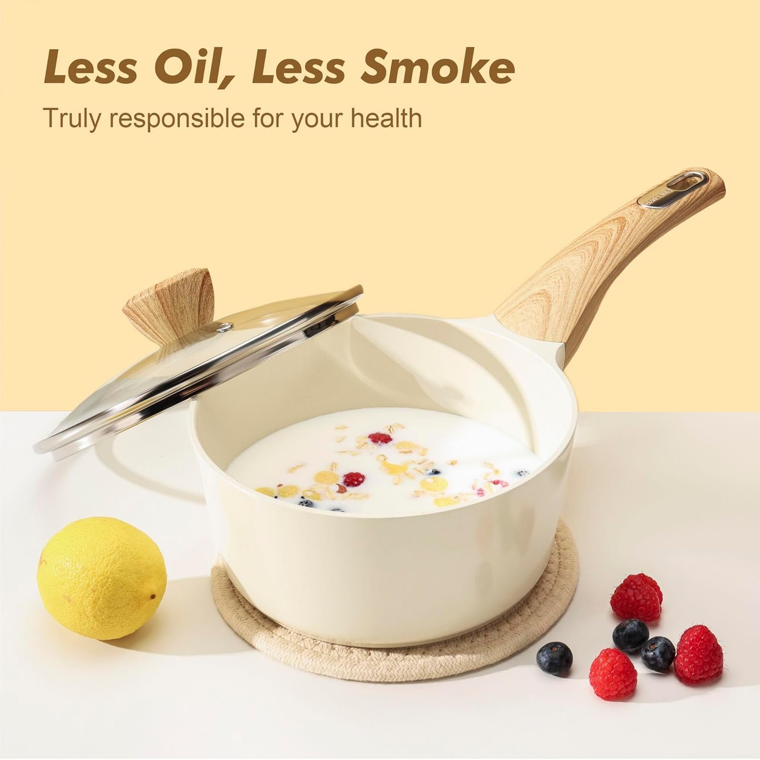 SENSARTE Ceramic Cookware Set, Pots and Pans Set Non stick, 14-Piece Induction Cookware, Non toxic Healthy Non Stick Kitchen Cooking Set, with Frying Pans Set, PFAS PTFE PFOA PFOS Free - Image 7