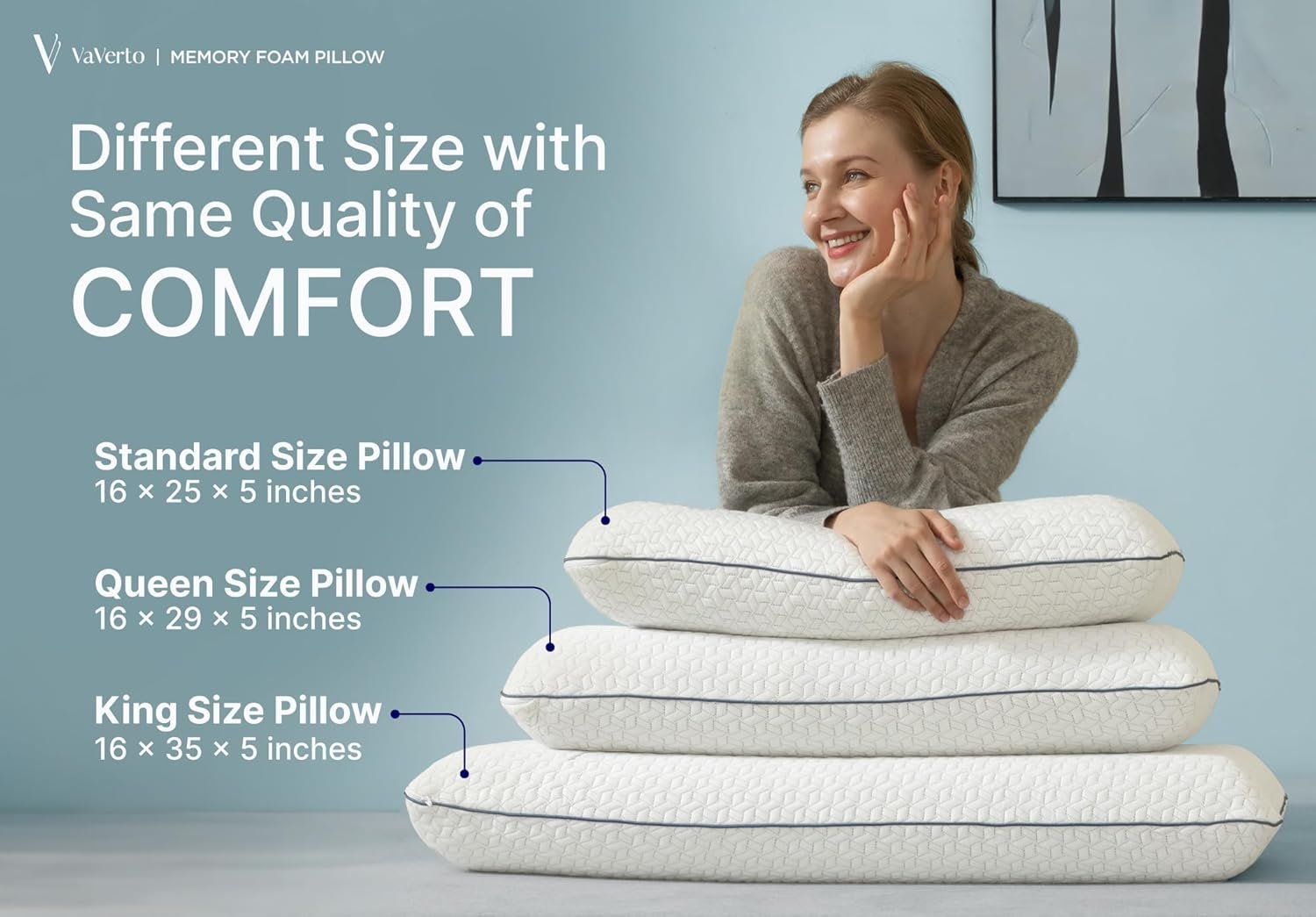Cooling Gel Memory Foam Pillow - 1-Pack - Standard Size Bed Pillows For Sleeping - Medium-Firm - Back, Stomach and Side Sleeper Pillow - Shoulder & Back Pain Relief - Washable , Bamboo Viscose Cover - Image 7