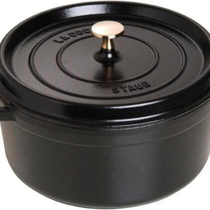 STAUB Cast Iron Dutch Oven 5.5-qt Round Cocotte, Made in France, Serves 5-6, Black Matte