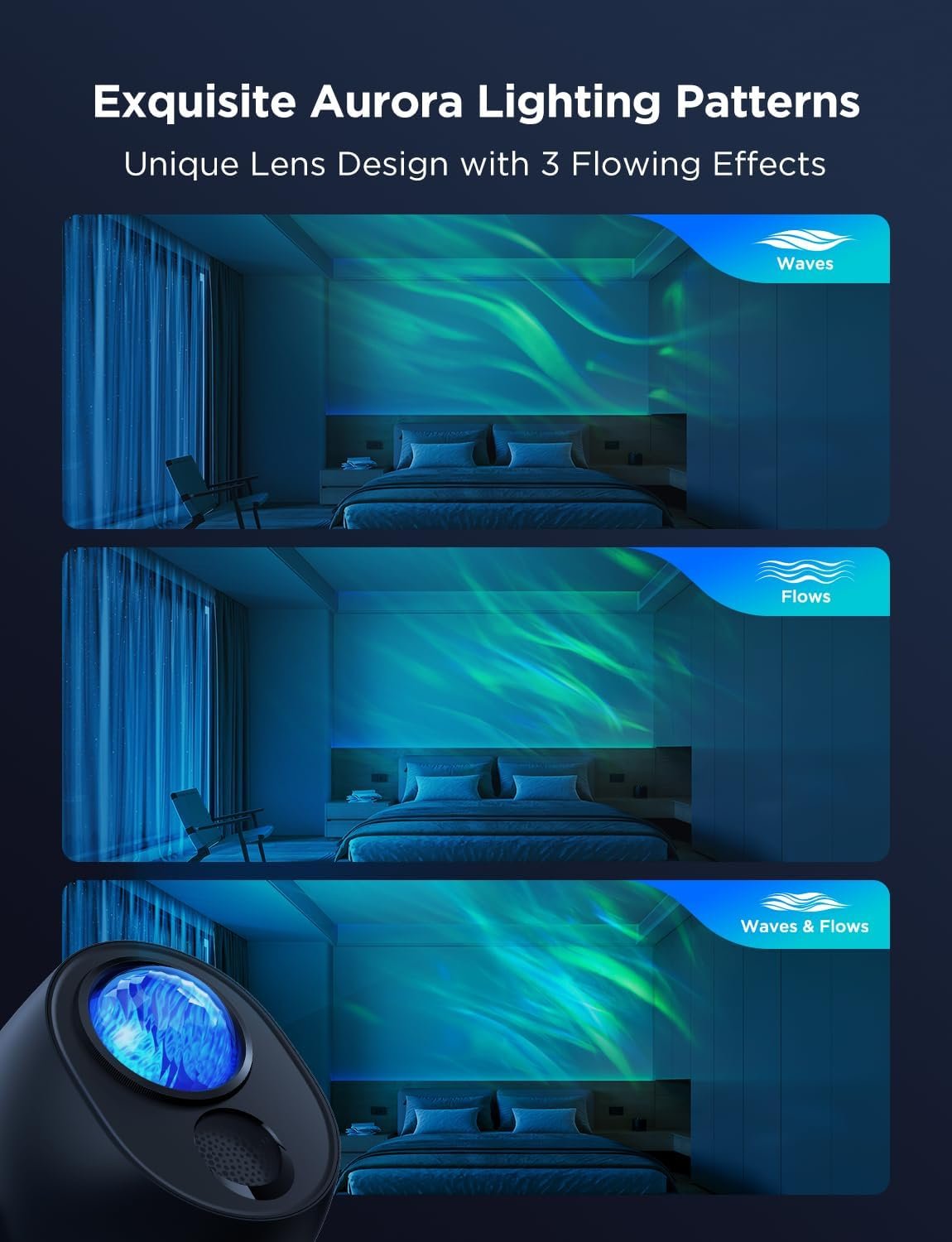 Govee Star Light Projector with 3 Aurora Flowing Effects, Works with Matter, Alexa and Google Assistant, 52 Scene Modes, 18 White Noise Options, LED Night Light Projector for Bedroom, Without Plug - Image 7