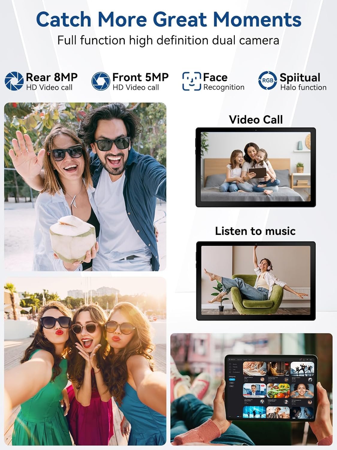 2025 Upgraded Android Tablet with Charging Speaker Dock, 2 Years Protection, Otca-Core CPU, 14GB+64GB Storage with 1TB Expansion, WiFi 6, BT5.3, Google Tablet, US Version - Image 8