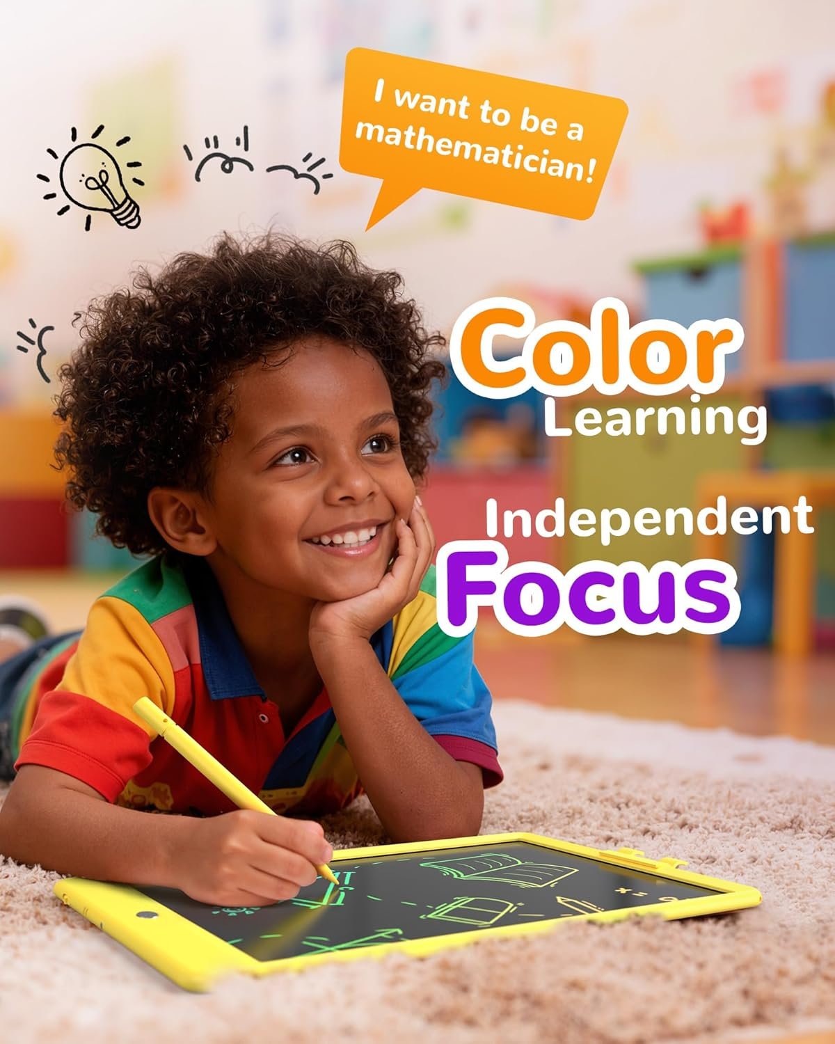 KOKODI LCD Writing Tablet, 10 Inch Colorful Doodle Board Drawing Tablet, Erasable Reusable Electronic Drawing Pads, Educational and Learning Toy for 3-6 Years Old Boy and Girls - Image 4