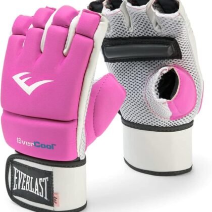 Everlast Evercool Breathable and Comfortable Full Wristwrap Support Neoprene MMA Kickboxing Gloves with Mesh Palm and Knuckle Padding