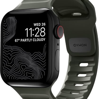 NOMAD Sport Band V2 | Unisex, Sport Loop Watch Band | Fluororubber, Black, 22mm, 42/44/45/49mm, Waterproof