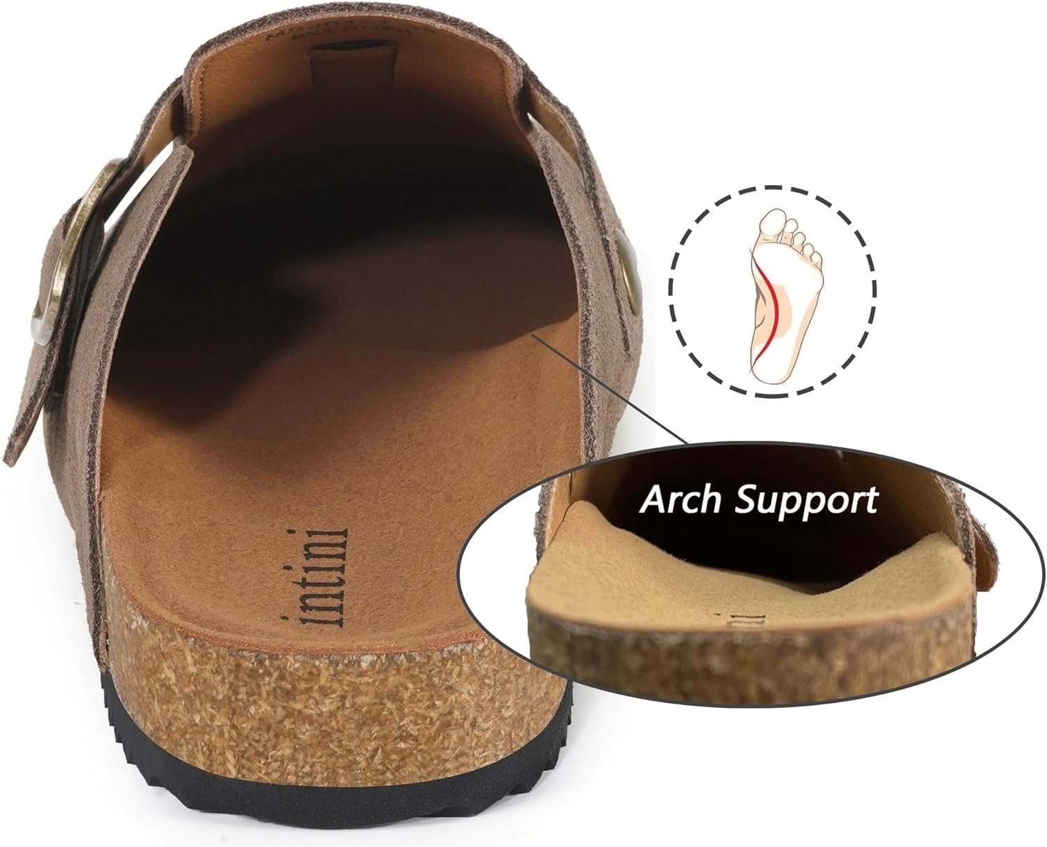Womens Suede Clogs Mens Genuine Leather Mules Cork Footbed Sandals with Arch Support - Image 3