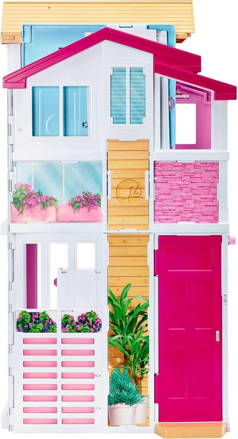 Barbie 3-Story Townhouse Dollhouse with Elevator, Swing Chair, Furniture and Accessories, Fold for Portability and Travel (Amazon Exclusive) - Image 5