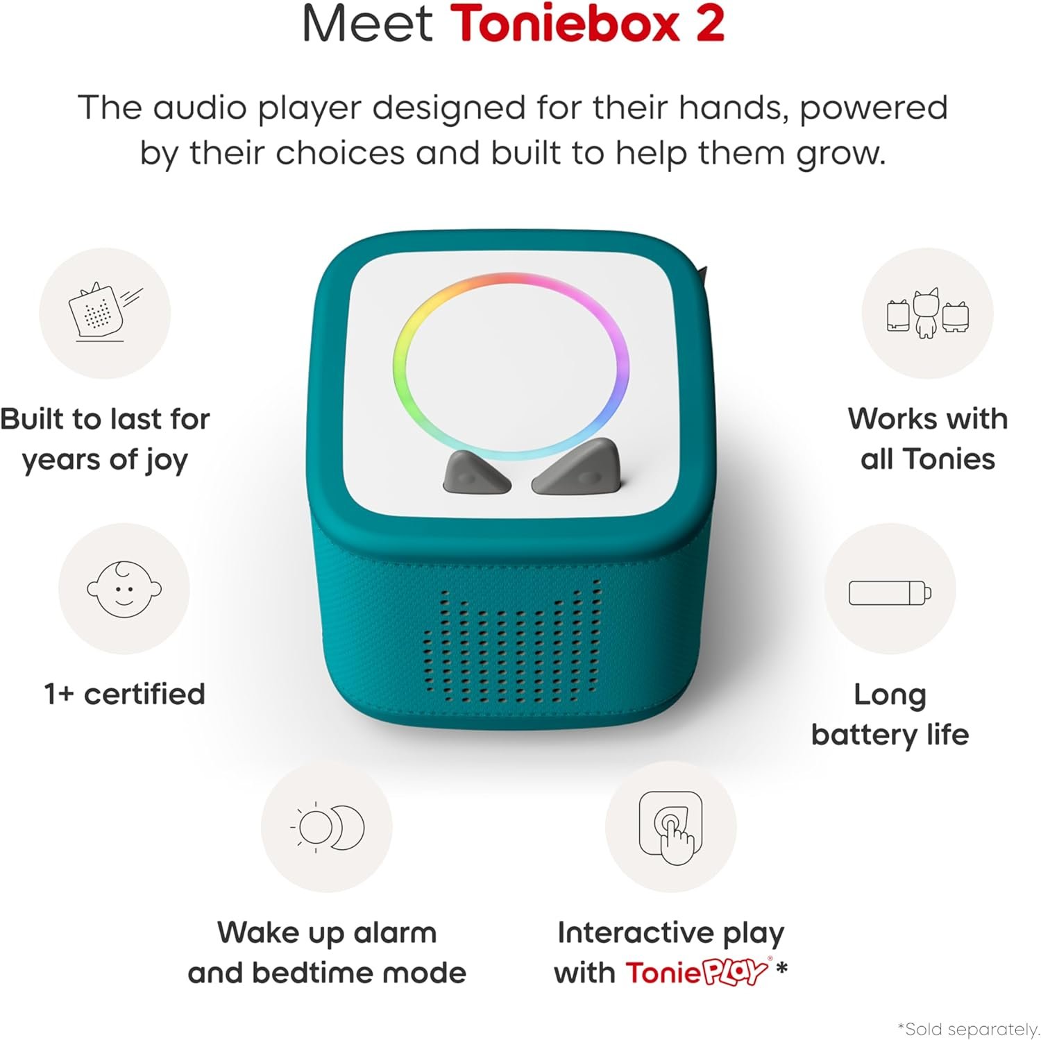 Toniebox 2 Audio Player Starter Set for Kids 1+ with Playtime Puppy - Tropical Teal - Image 4