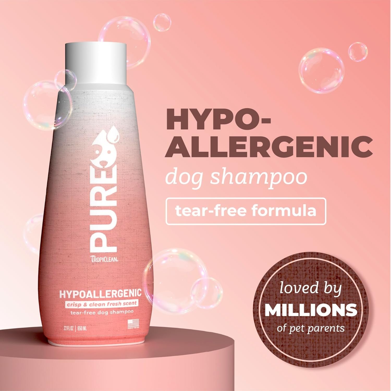 TropiClean Pure Puppy Shampoo, Hypoallergenic Dog Shampoo for Allergies & Sensitive Skin, Made in USA, Safe for Cats & Kittens, 22 oz. - Image 2
