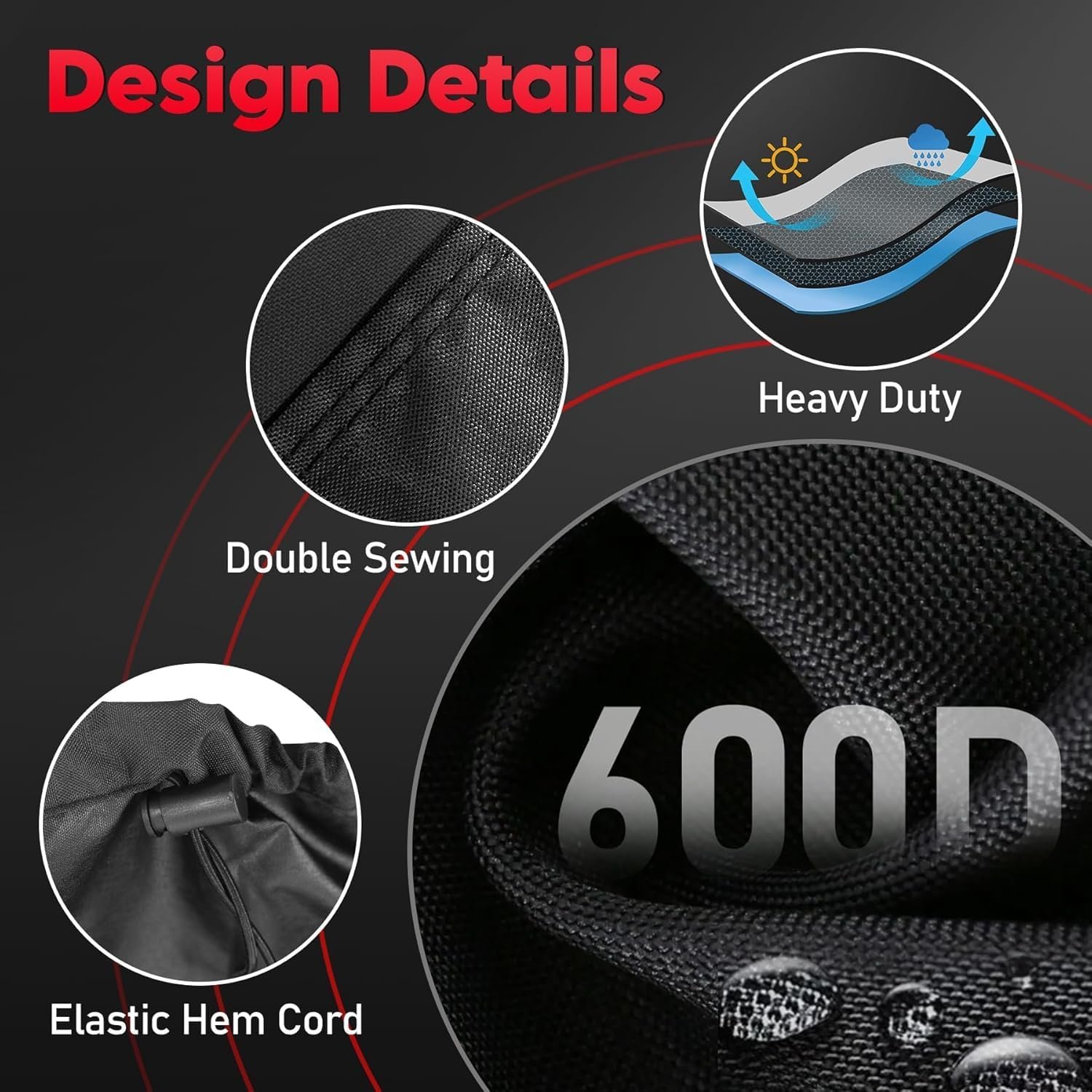 Zettum Exercise Bike Cover - 600D Bicycle Cover Waterproof & Dustproof, Heavy-Duty Stationary Bike Cover for Peloton, Schwinn, NordicTrack, Upright Bicycle Covers, All-Weather Indoor & Outdoor Use - Image 4