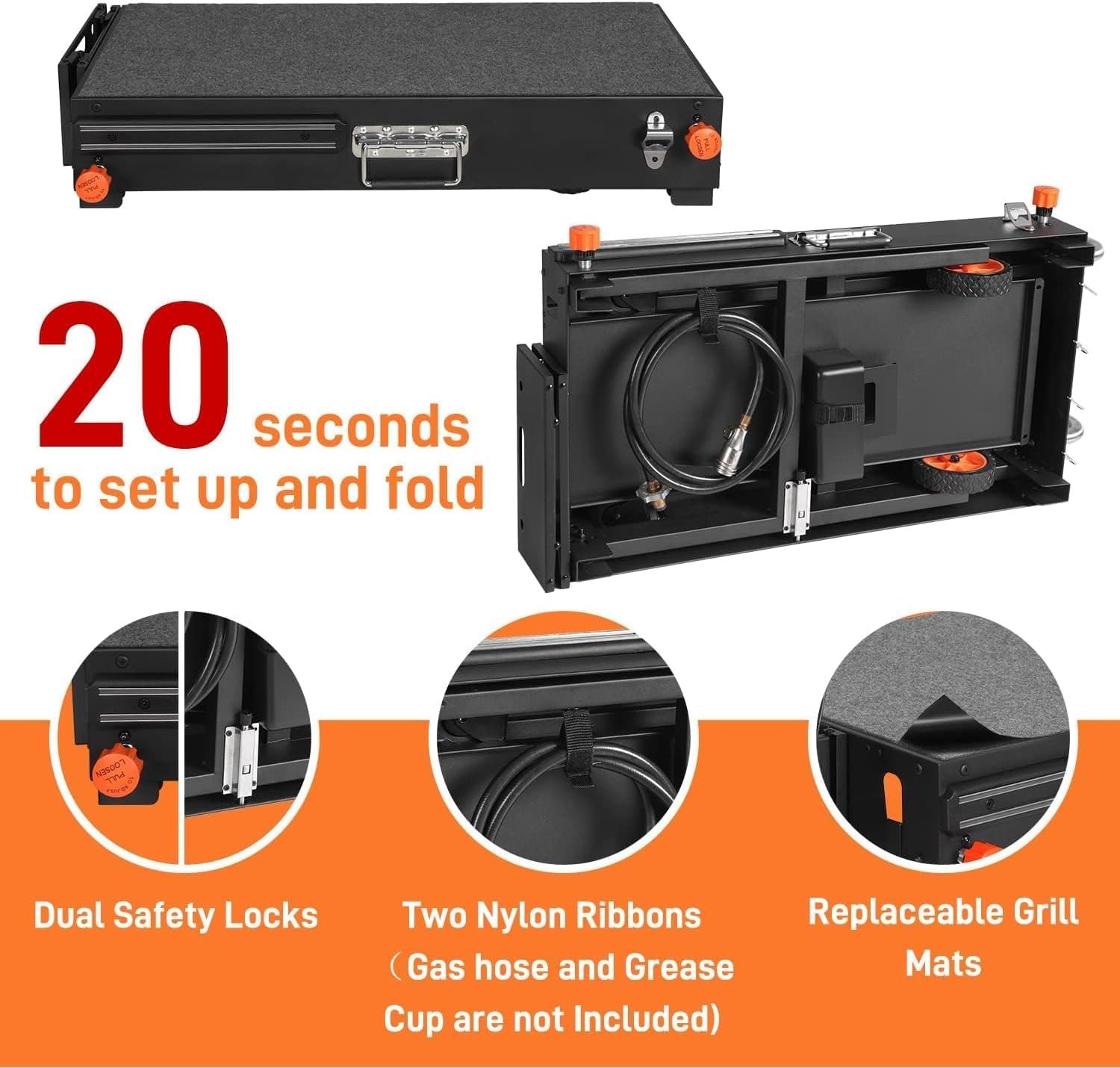 Portable Blackstone Griddle Stand, Folding Grill Table with Wheels for 17/22 Inch Blackstone Griddles, Ninja Grills, Pizza Oven, 31''x17''Grill Cart with Magnetic Tool Holder for tailgating, camping - Image 4